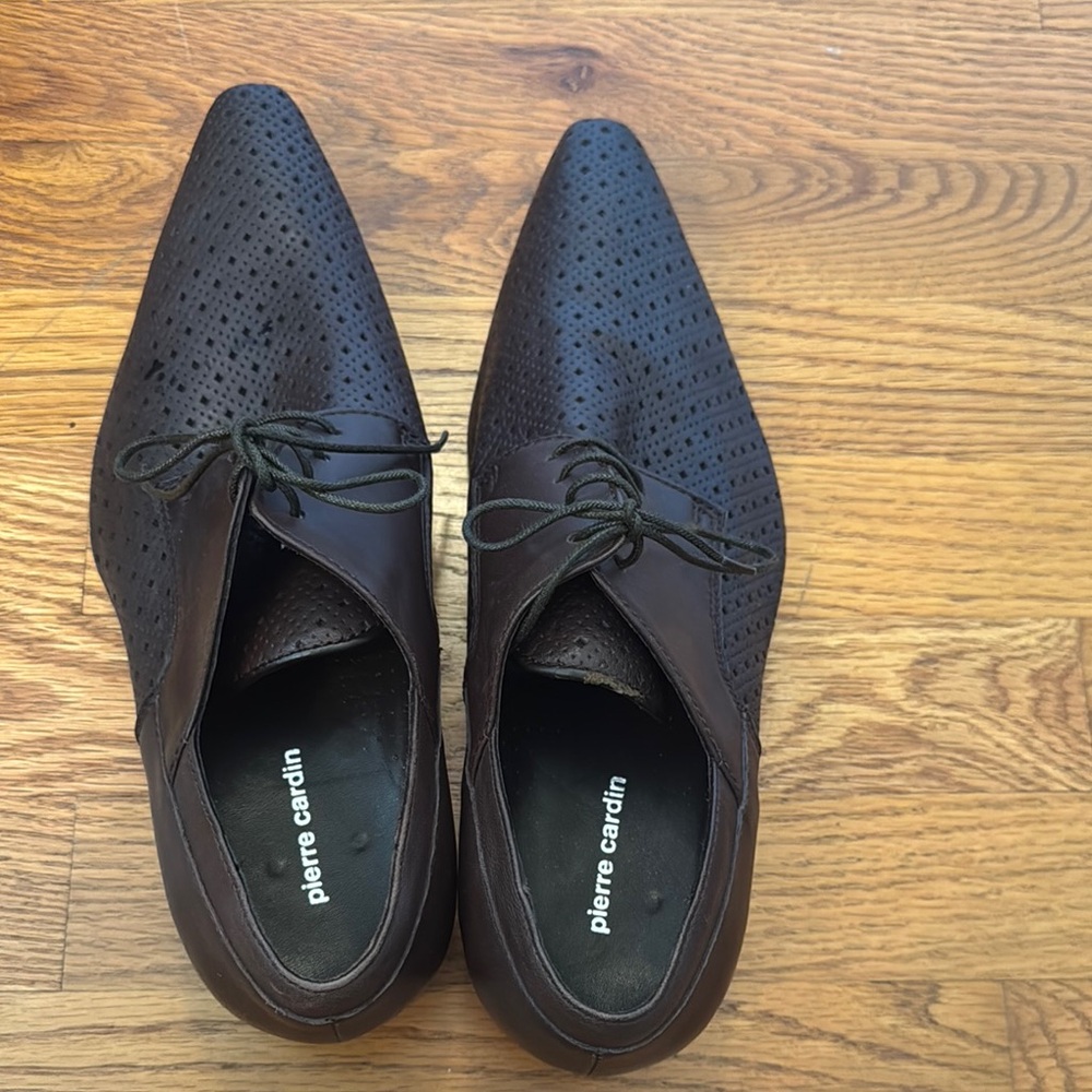 Pierre Cardin Men's Brown Perforated Leather Lace-Up Dress Shoes